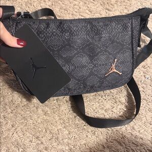 Jordan Black and Gold Patterned Crossbody Bag